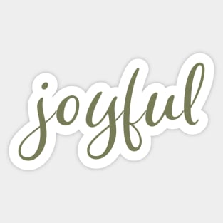 Joyful Christmas Holiday Script Olive Green Sticker